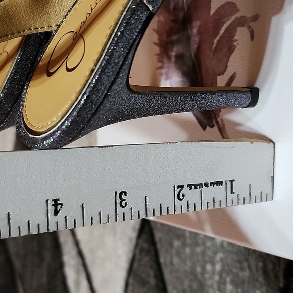 JESSICA SIMPSON PASELLE PEWTER MICRO FLASH METALLIC SILVER GLITTER PUMP STILETTO - Picture 9 of 14